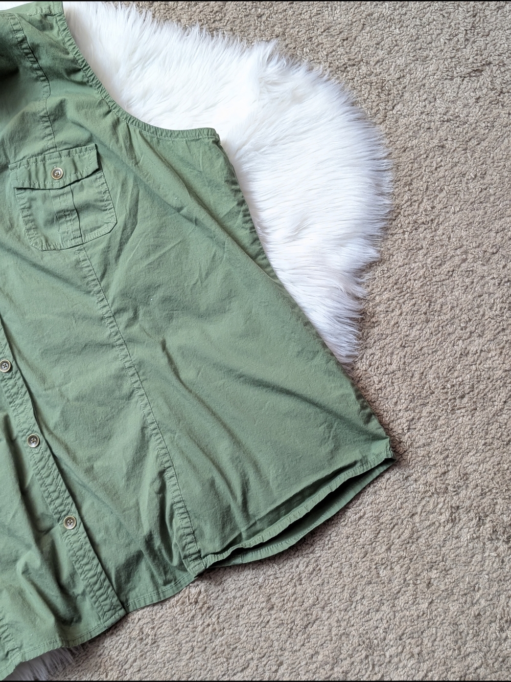 Sonoma Army Green Sleeveless Button Down Utility Top Size XL - Picture 6 of 13